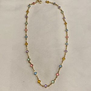 💖18 KARAT GOLD FILLED PASTEL STONES NECKLACE 8” DROP💖